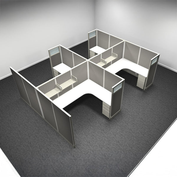 4-Person Webb Cubicles, 6' x 8', 67" Panels with Glass Tops