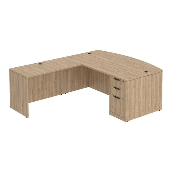 Classic Laminate Bowfront L-Shape Desk Kit with Full Pedestal