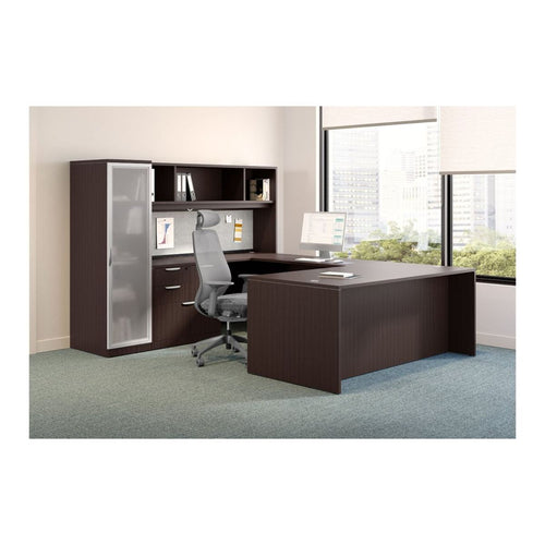 Classic Laminate Executive U-Shape Desk Kit in Espresso