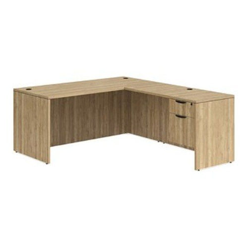 Classic Laminate L-Desk with Single Hanging Pedestal