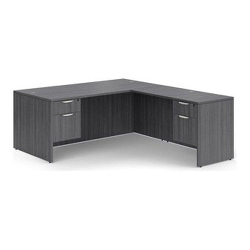 Classic Laminate L-Desk with Two Hanging Pedestals