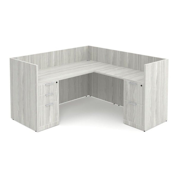 Classic Laminate L-Shape Reception Desk with Full Pedestals