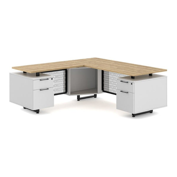 Riser L-Shape Desk with Modesty Panels