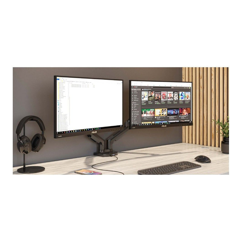 Monitor arms and keyboard trays