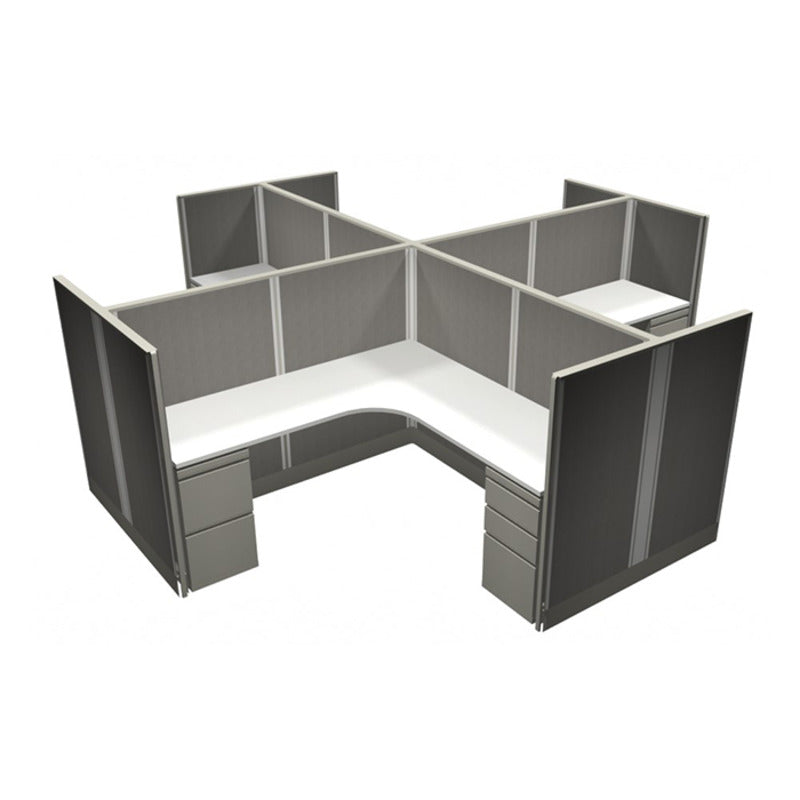 4-Person Webb Cubicles, 6' x 6', 53" Panels layout