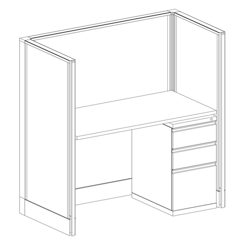 1-Person Webb Desk Station, 4' x 2', 53" Panels layout