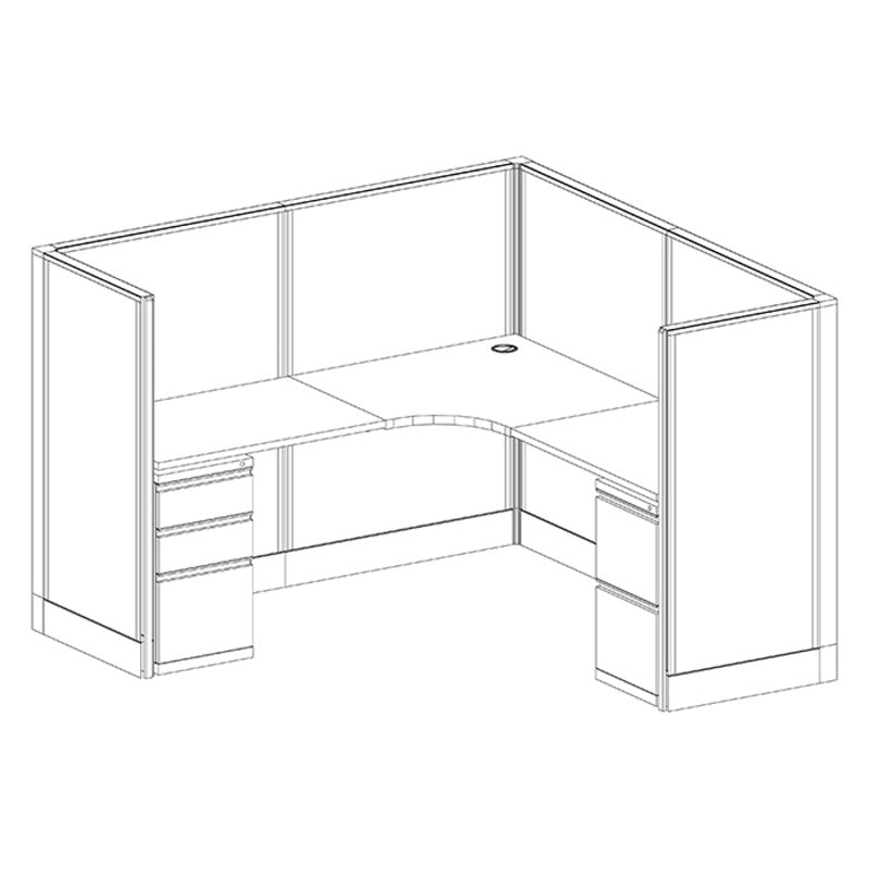 1-Person Webb Cubicle, 6' x 6', 53" Panels layout