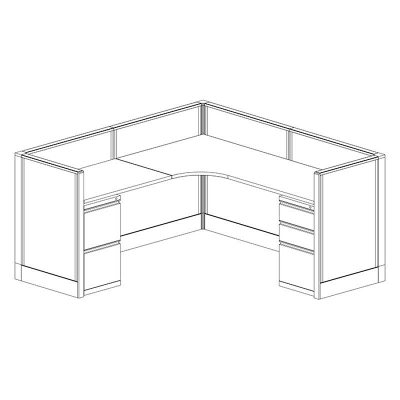 1-Person Webb Cubicle, 6' x 6', 39" Low Panels layout