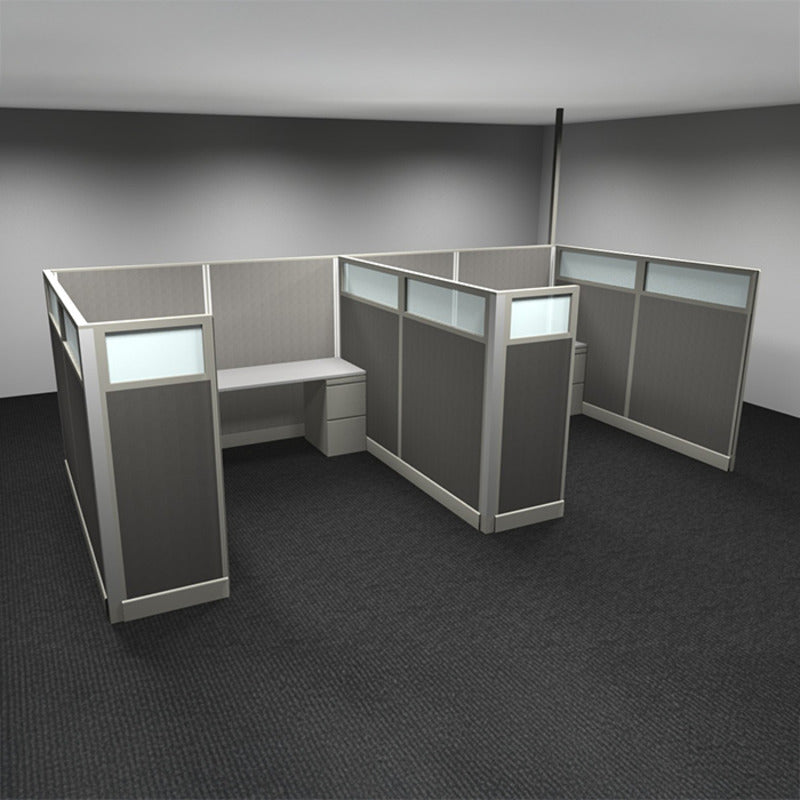 2-Person Webb Cubicles, 8' x 8', 67" Panels with Glass Tops, with power