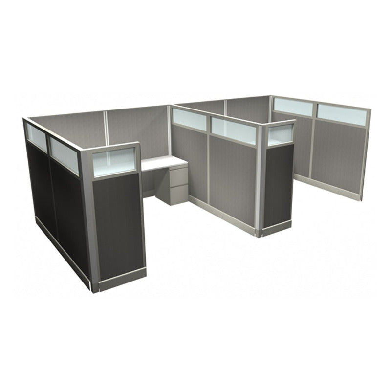 2-Person Webb Cubicles, 8' x 8', 67" Panels with Glass Tops layout