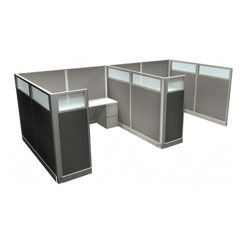 2-Person Webb Cubicles, 8' x 8', 67" Panels with Glass Tops layout