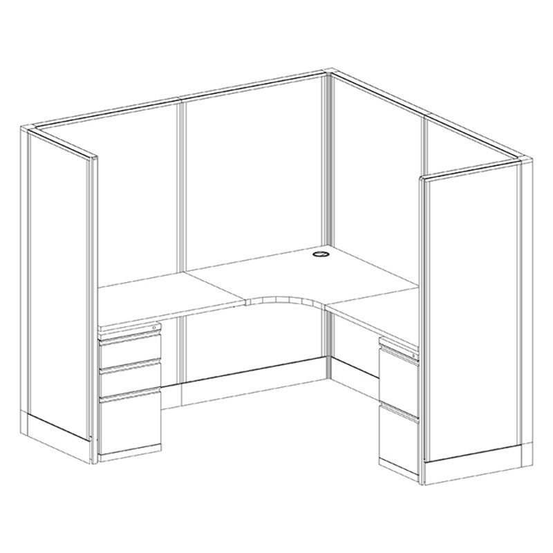 1-Person Webb Cubicle, 6' x 6', 67" Tall Panels layout