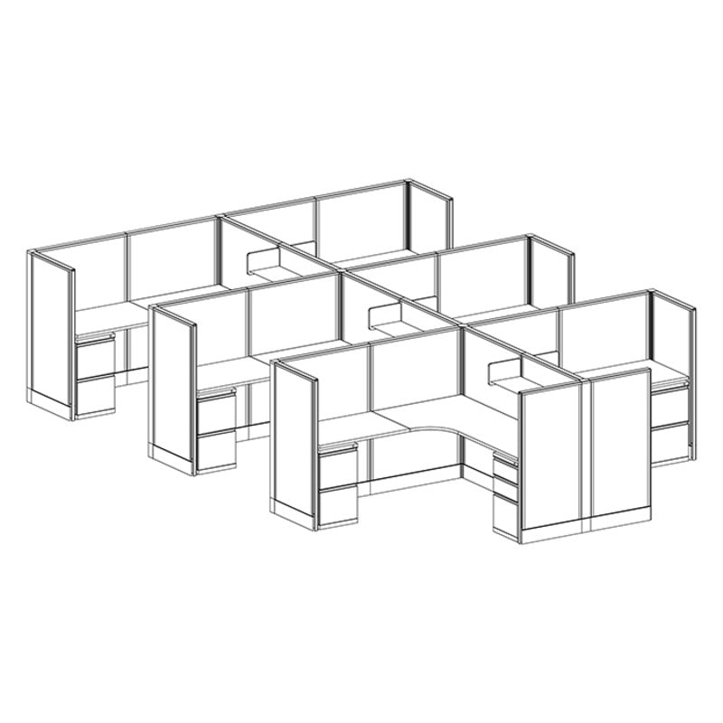 6-Person Webb Cubicles, 6' x 6', 53" Panels layout