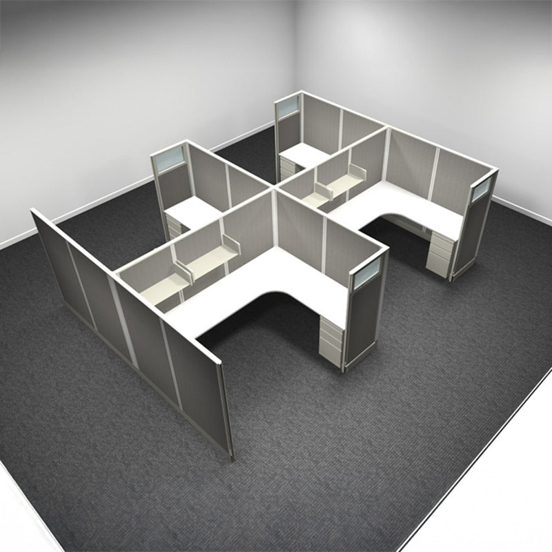 4-Person Webb Cubicles, 6' x 8', 67" Panels with Glass Tops layout