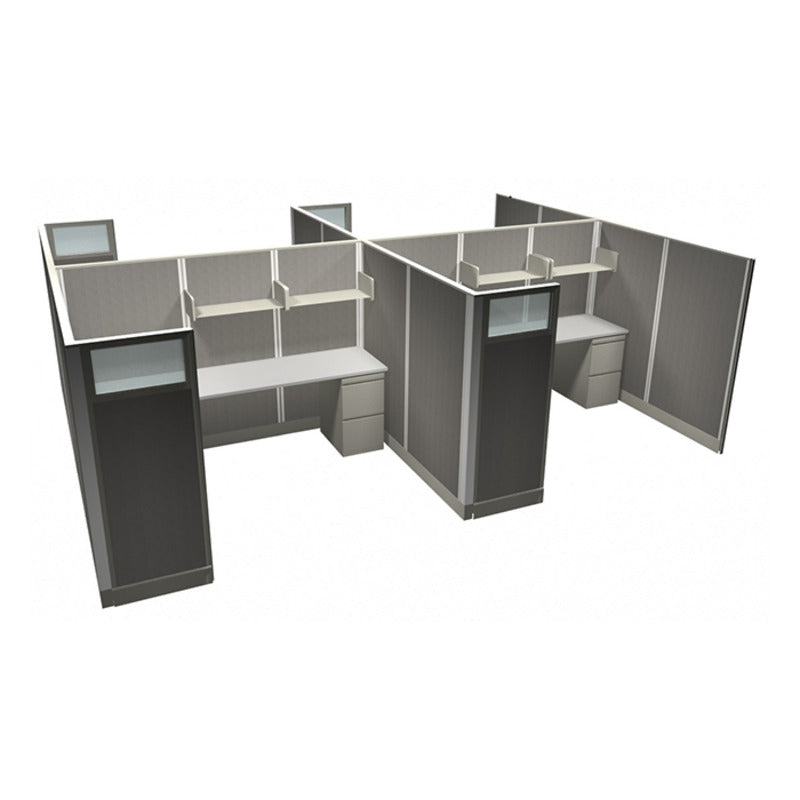 4-Person Webb Cubicles, 6' x 8', 67" Panels with Glass Tops layout
