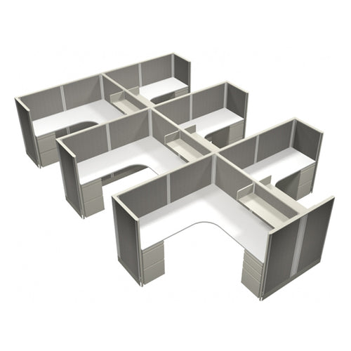 6-Person Webb Cubicles, 6' x 6', 53" Panels layout