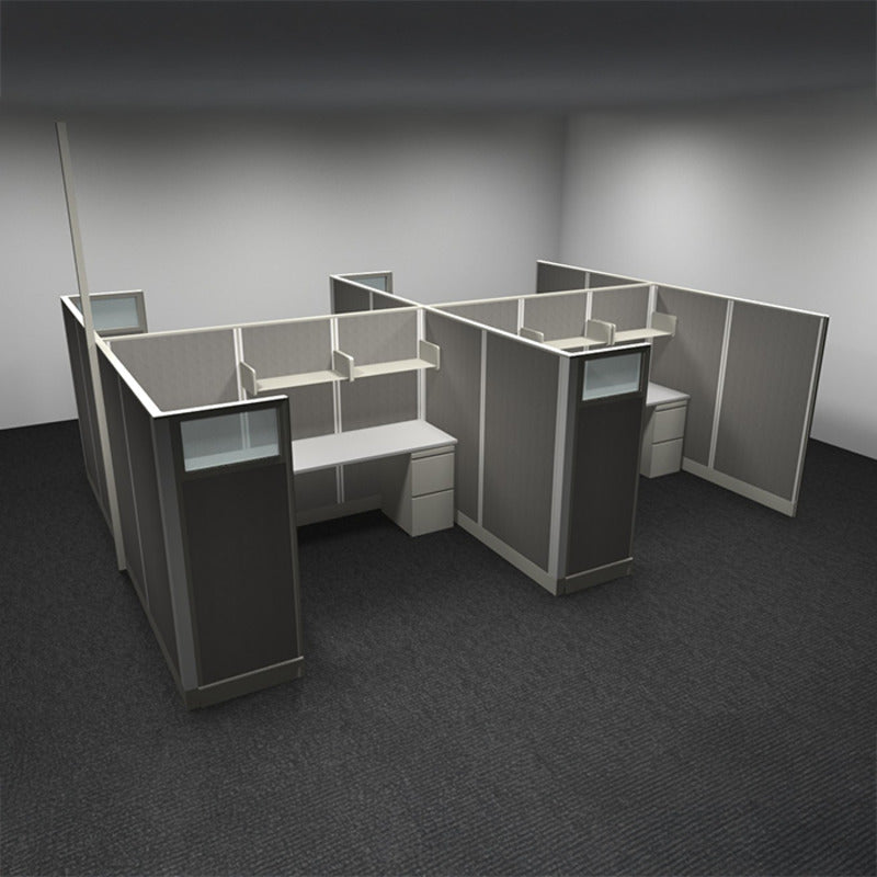 4-Person Webb Cubicles, 6' x 8', 67" Panels with Glass Tops, with power
