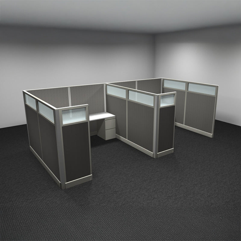 2-Person Webb Cubicles, 8' x 8', 67" Panels with Glass Tops layout