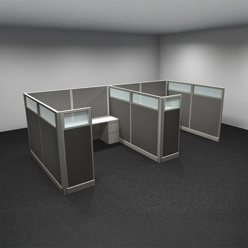2-Person Webb Cubicles, 8' x 8', 67" Panels with Glass Tops layout