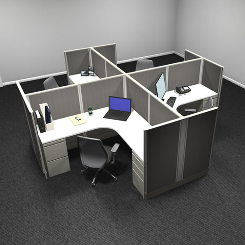 4-Person Webb Cubicles, 6' x 6', 53" Panels layout