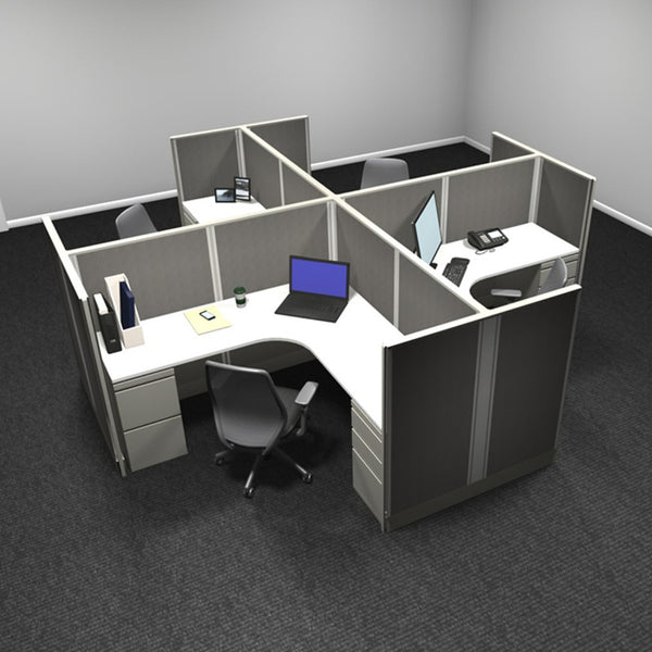 4-Person Webb Cubicles, 6' x 6', 53" Panels