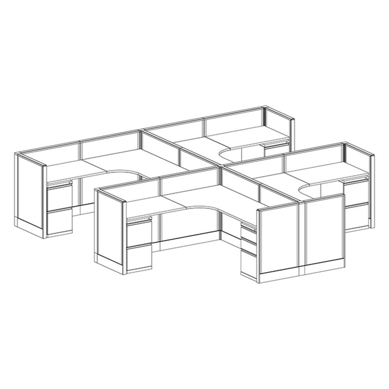 4-Person Webb Cubicles, 6' x 6', 39" Low Panels layout