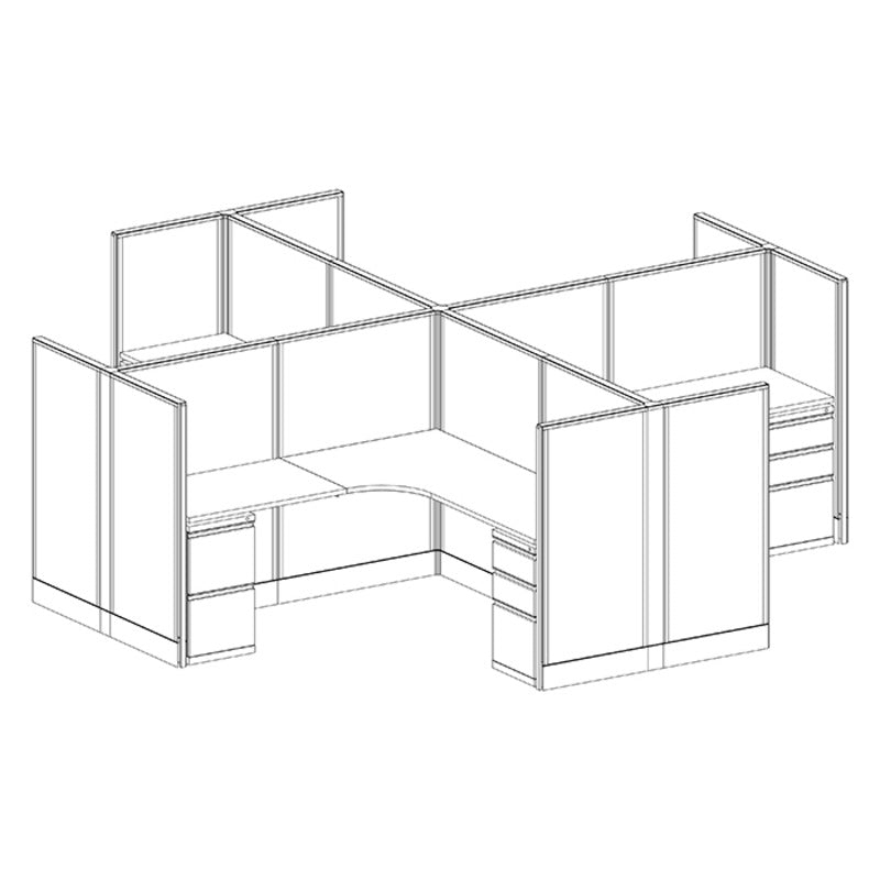 4-Person Webb Cubicles, 6' x 6', 53" Panels layout