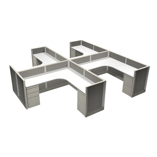 4-Person Webb Cubicles, 6' x 6', 39" Low Panels layout