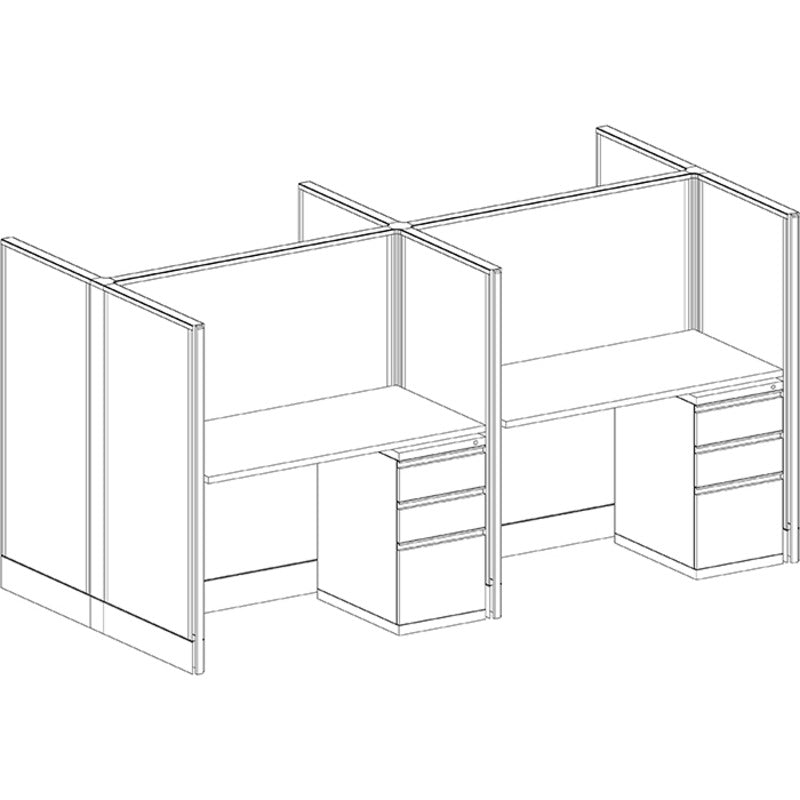 4-Person Webb Desk Pod, 4' x 2', 53" Panels layout