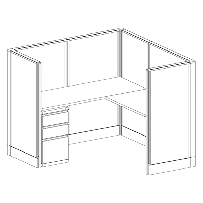 1-Person Webb Cubicle, 5' x 5', 53" Panels layout