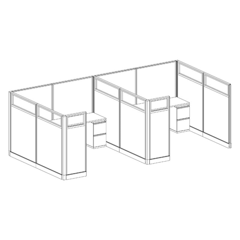 2-Person Webb Cubicles, 8' x 8', 67" Panels with Glass Tops layout