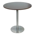 36 round standard height table silver steel base