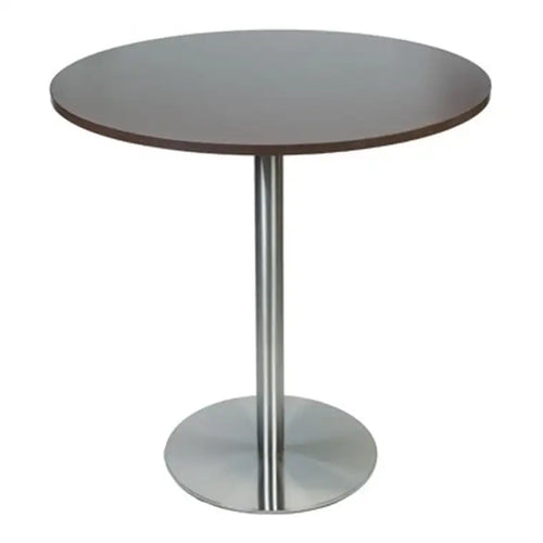 36 round standard height table silver steel base