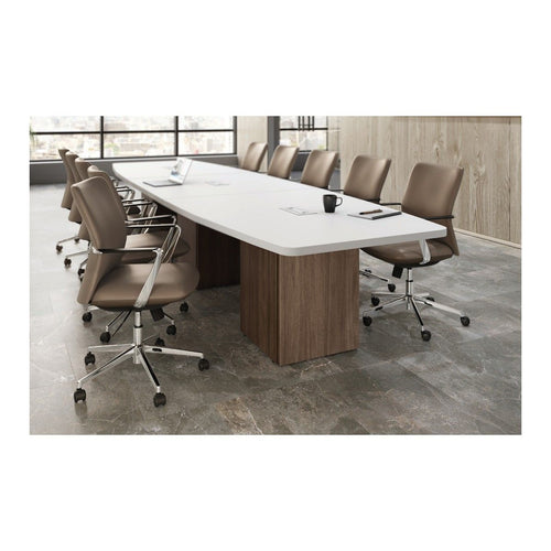 Boat Shape Conference Table with Cube Base