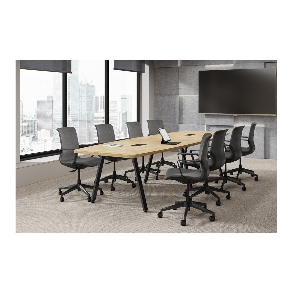 Boat Shape Conference Table with Metal VA Legs