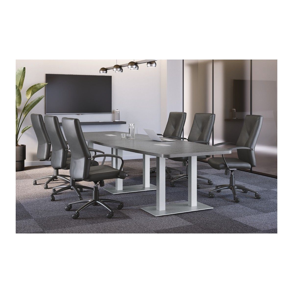 Boat Shape Conference Table with Palmer Base