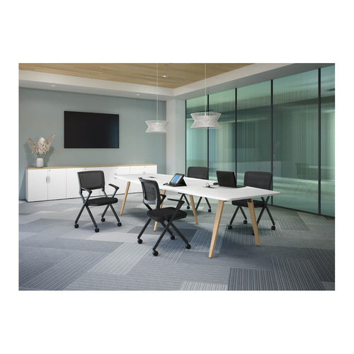 Boat Shape Conference Table with Wood VA Legs