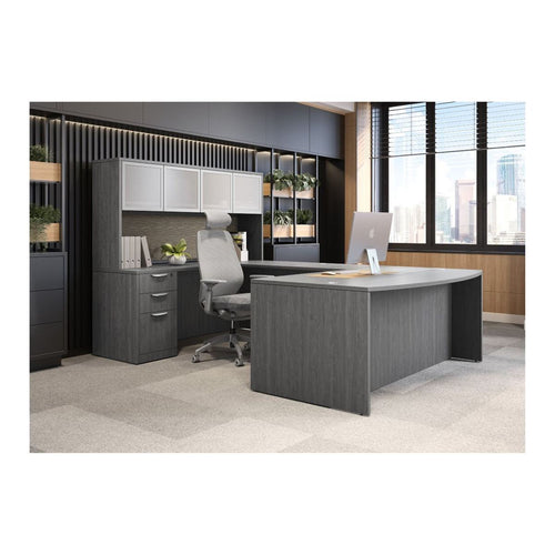 Classic Laminate Executive Bowfront Desk Kit in Newport Gray