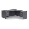 Classic Laminate L-Desk with Two Hanging Pedestals