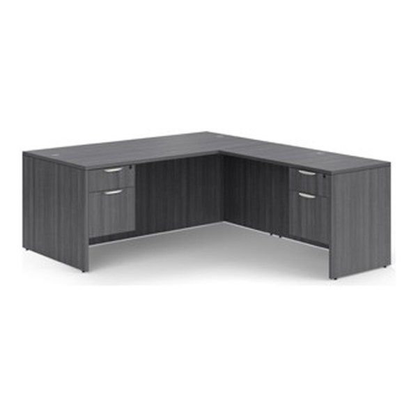 Classic Laminate L-Desk with Two Hanging Pedestals
