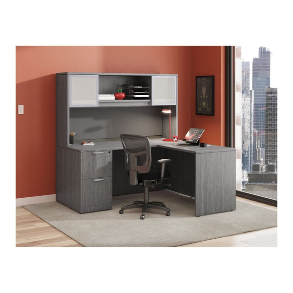 Classic Laminate L-Shape Desk Kit in Newport Gray