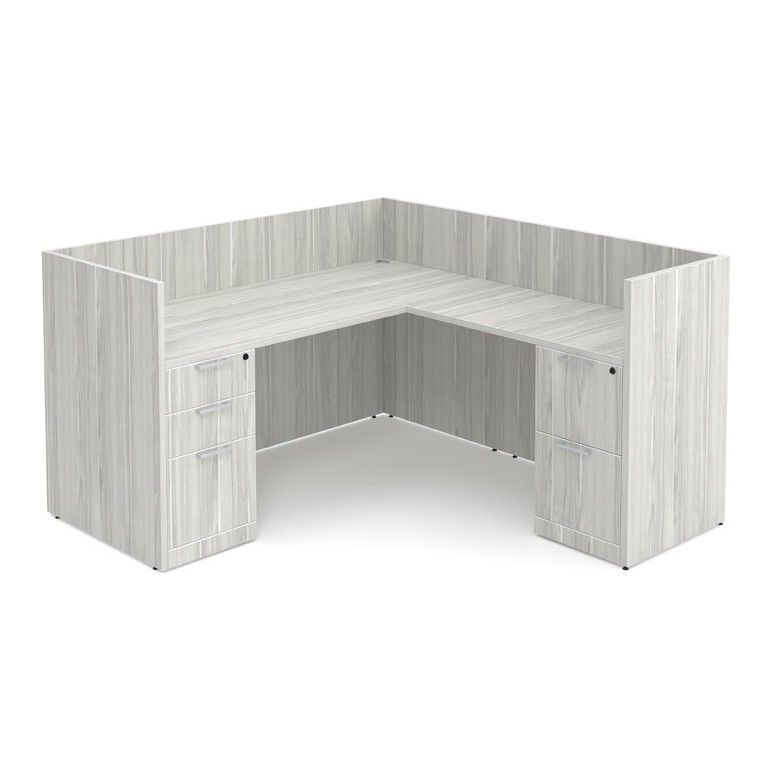 Classic Laminate L-Shape Reception Desk with Full Pedestals