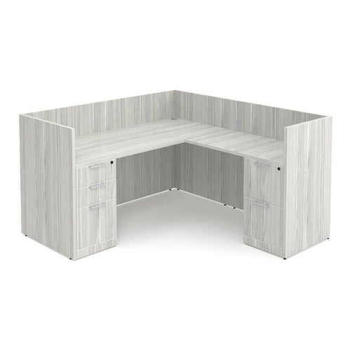 Classic Laminate L-Shape Reception Desk with Full Pedestals