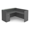Classic Laminate L-Shape Reception Desk with Glass Transaction Top