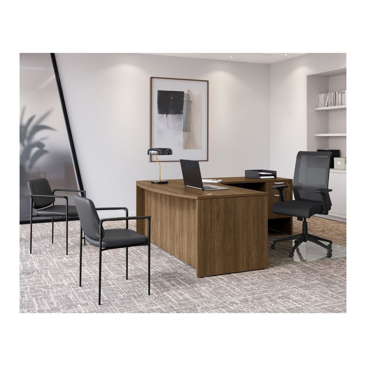 Classic Laminate Radius L-Shape Desk Kit, 71" x 78"
