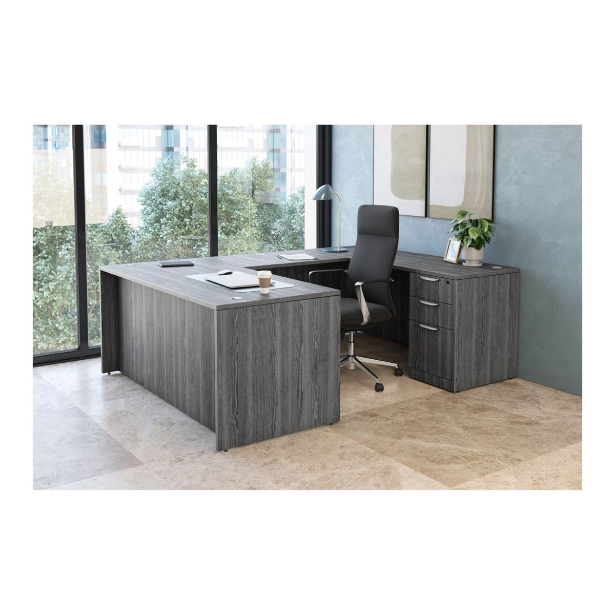Classic Laminate U-Shape Desk Kit, 66" x 96"