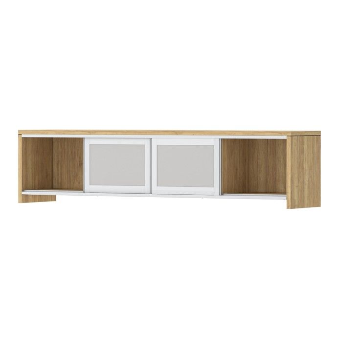 Classic Laminate Wall Mounted Storage with 2 Sliding Glass Doors