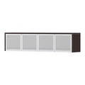 Classic Laminate Wall Mounted Storage with 4 Silver Frame Glass Doors