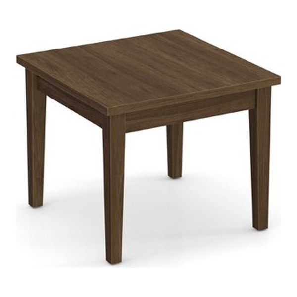 Laminate Top End Table with Solid Wood Base
