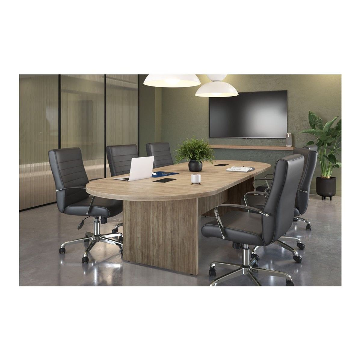 Racetrack Conference Table with Panel Base